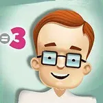Gözlüklü şirin bir adamın yanındaki 1 + 2 = 3 matematik işlemi