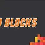 Siyah bir arka plan üzerinde köşelerde renkli bloklar ve ortada büyük turuncu harflerle 10 BLOCKS yazısı