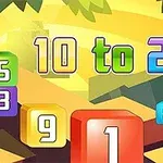 Renkli blokların üzerinde 10dan 20ye kadar sayılar bulunan ve arka planda renkli geometrik şekillerle süslenmiş bir grafik