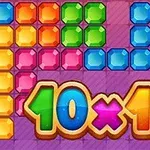Renkli parlak taşlarla dolu bir zemin üzerinde 10x10 yazısı