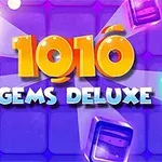 Renkli taşlarla çevrili, 1010 GEMS DELUXE yazılı mor arka plan