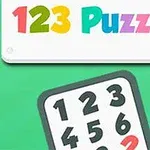 Yeşil arka plan üzerinde, 123 Puzzle yazısı ve altında numaraların olduğu bir kart