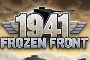 1941 Frozen Front yazısının önünde gri zırhlı araçlar ve savaş teması