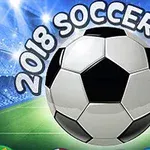 Büyük bir futbol topunun üzerinde 2018 Soccer Cup yazısı ve arka planda stadyum ışıkları