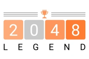 Turuncu ve gri kutucuklardan oluşan, üstünde kupa simgesi ve 2048 LEGEND yazısı bulunan grafik tasarımı