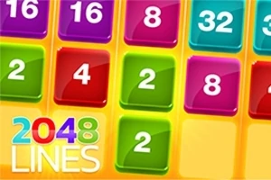 Renkli kareler üzerinde rakamlar ve 2048 Lines yazısı