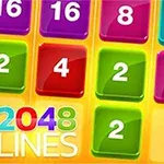 Renkli kareler üzerinde rakamlar ve 2048 Lines yazısı