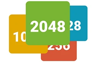 Yeşil, mavi, turuncu ve kırmızı renkli kareler üzerindeki 2048, 128, 256 ve 1024 rakamları