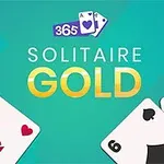 Turkuaz bir arka plan üzerinde Solitaire Gold yazısı ve iki adet iskambil kartı