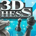 Üç boyutlu olarak tasvir edilmiş satranç taşları ile 3D Chess yazısı