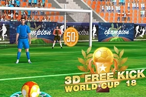 Yeşil bir futbol sahasında, kale önünde duran bir oyuncu ve kaleci, sahaya yerleştirilmiş puan simgesiyle birlikte