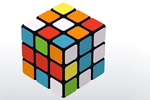 Karışık renklerdeki bir Rubik küpü