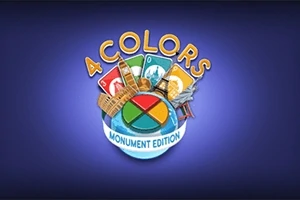 4 Colors Monument Edition yazısı, dünya anıtları ve renkli kartlar içeren bir grafik
