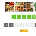 Pizza, makarna, Roma Kolezyumu ve İtalya bayrağının bulunduğu karelerin altında ITALY kelimesi yazılı