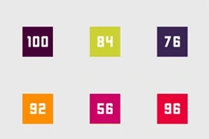 Renkli karelerin içinde 100, 84, 76, 92, 56 ve 96 sayıları yer almaktadır