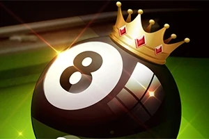 Üzerinde kral tacı bulunan parlayan siyah 8 numaralı bilardo topu
