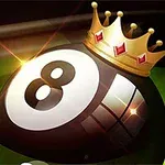 Üzerinde kral tacı bulunan parlayan siyah 8 numaralı bilardo topu