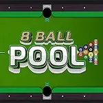 Yeşil bir bilardo masasının üzerine 8 Ball Pool yazısı ve farklı renklerde bilardo topları yerleştirilmiş
