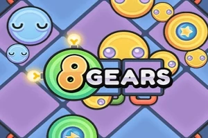 Renkli daireler ve Gears yazılı bir metin içeren kareli bir arka plan