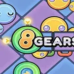 Renkli daireler ve Gears yazılı bir metin içeren kareli bir arka plan