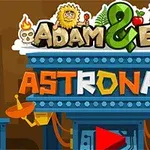 Karikatür tarzı çizimlerle Adam & Eve Astronaut yazısı ve altında uydu antenleri