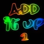 Siyah arka planda, neon ışıklarla kırmızı, yeşil, sarı, turuncu ve mavi renklerde ADD IT UP 1 yazısı