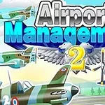 Renkli uçakların ve Airport Management 2 yazısının bulunduğu bir havaalanı temalı illüstrasyon
