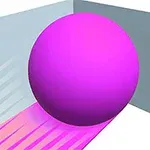 Pembe bir top, iki duvarın kesiştiği köşede, arkasında pembe tonlarında bir iz bırakarak yuvarlanıyor