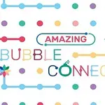Renkli baloncuk ve çizgilerle bezenmiş, Amazing Bubble Connect yazılı grafik
