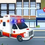Hastane önünde sirenleri yanan bir ambulans
