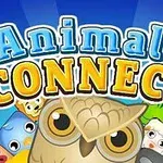 Mavi arka plan üzerinde büyük yazılarla Animals Connect ifadesi yer alırken, önde baykuşun ve birkaç farklı hayvanın sevimli yüzleri görülüyor