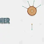 Ahşap bir daireye saplanmış dört ok ve altta ARCHER yazısı
