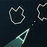 Koyu arka plan üzerinde beyaz hatlarla çizilmiş iki çokgen ve bir üçgen şekli, sağ alt köşede Atari logosu