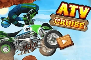Yeşil ve beyaz bir ATV üzerinde motosiklet kıyafetleri giymiş bir sürücü havada zıplıyor