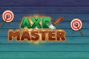 Tahta zemin üzerine Axe Master yazısı ve yanlarında iki tane hedef tahtası