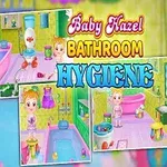 Banyo sahnesinde, sevimli bir kız çocuğu ve banyo hijyenine dair renkli bir tema yer alıyor