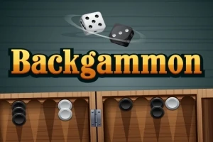 Tavla tahtası ve zarlarla birlikte Backgammon yazısı