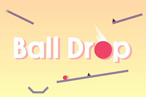 Pembe bir top ve eğik çizgilerin yer aldığı, Ball Drop yazısının ön plana çıktığı pastel tonlarda bir arka plan