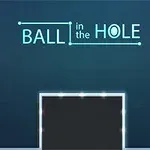 Mavi arka plan üzerinde “BALL in the HOLE” yazısı, sarı bir top ve parlak kenarlı platformlar