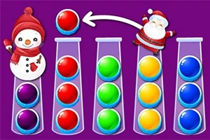 Mor arka plan üzerinde farklı renkte topların olduğu tüpler, kardan adam ve Noel Baba