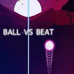 Ön planda BALL VS BEAT yazılı, arka planda dağ silüetleri ve mor tonlarında bir gece manzarası bulunan neon efektli sahne