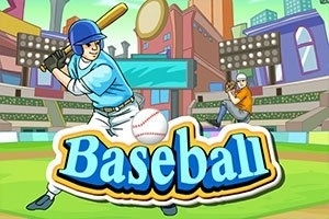 Beyzbol stadyumunda bir beyzbol oyuncusu sopayla vuruş yapmaya hazırlanıyor; ön planda büyük Baseball yazısı bulunuyor
