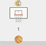 Basketbol topu, potaya doğru giderken yukarıda bir başparmak simgesi ve sayı gösterimi