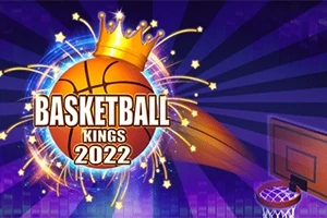 Basketbol topu üzerinde bir taç ve arka planda yıldızlarla dolu renkli bir ışık patlaması, sağ tarafta pota