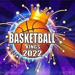 Basketbol topu üzerinde bir taç ve arka planda yıldızlarla dolu renkli bir ışık patlaması, sağ tarafta pota