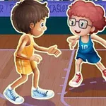 İki çizgi karakterin basketbol sahasında karşılıklı oynadığı bir sahne