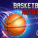 Basketbol topu ve potası, renkli ışık efektleriyle birlikte