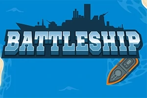 Mavi bir zemin üzerinde gemi silueti ve büyük harflerle BATTLESHIP yazısı bulunan bir tasarım