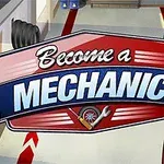 Sarı saçlı bir animasyon karakterinin yer aldığı, Become a Mechanic yazılı afiş