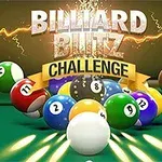 Renkli bilardo topları ve üst kısımda Billiard Blitz Challenge yazısı